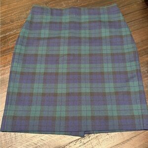 J. Crew Green and Blue Tartan Pencil Skirt